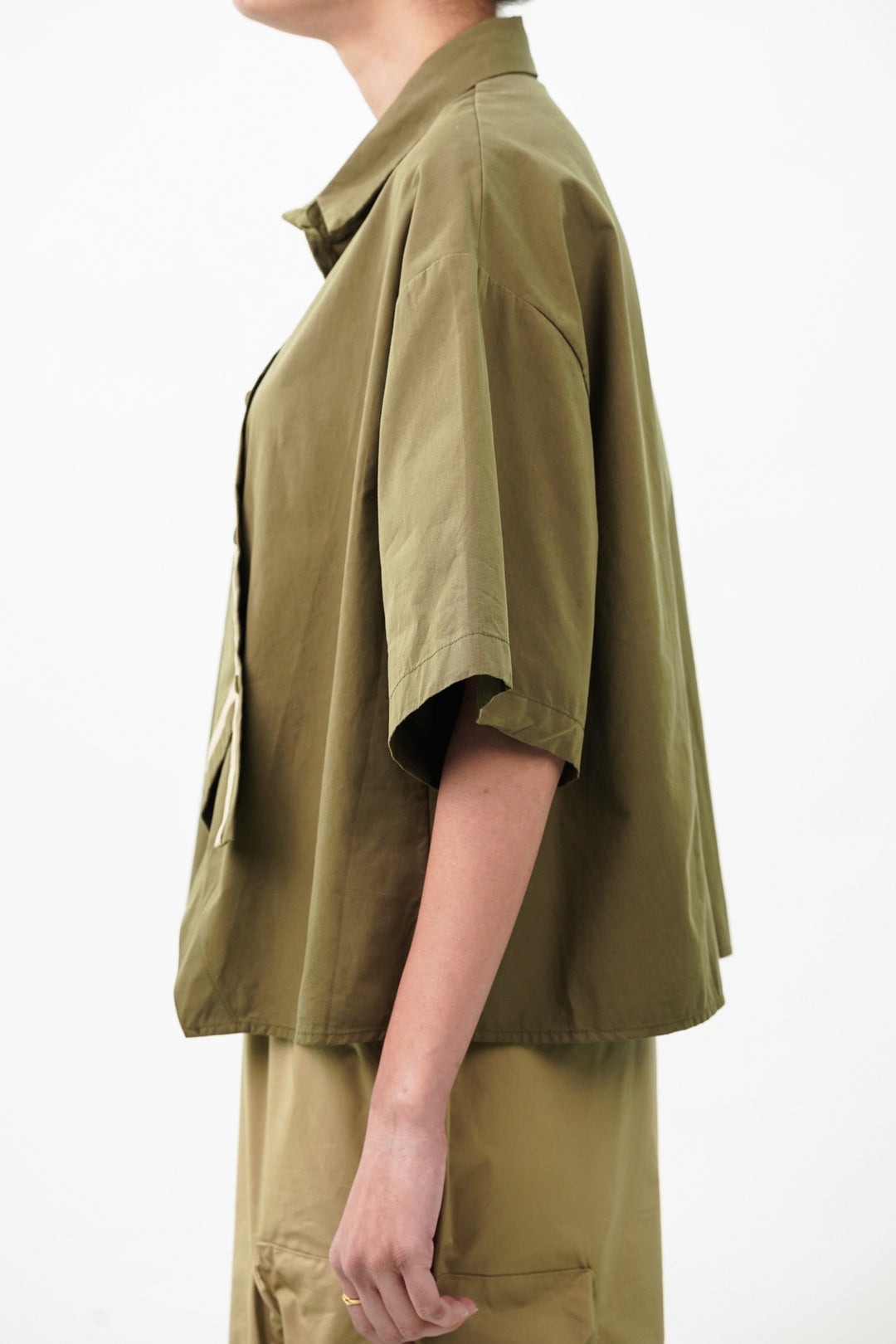 Green cotton oversized shirts for women