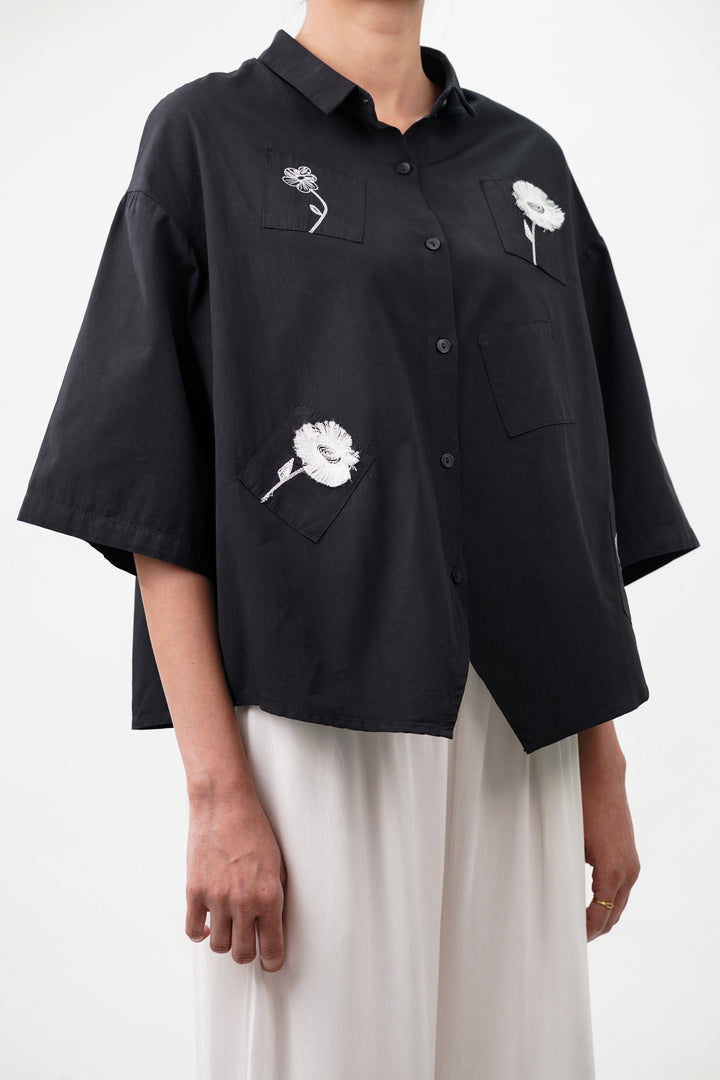 Embroidered Flower Patch Shirt