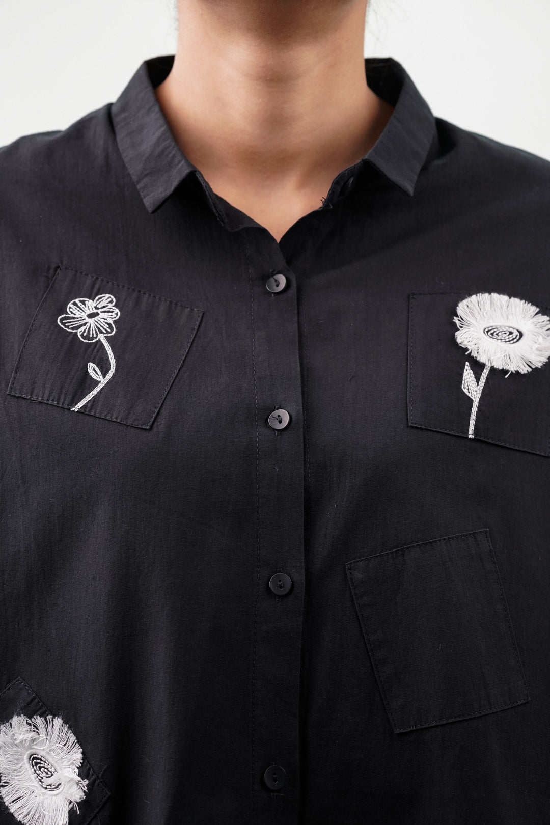 Embroidered Flower Patch Shirt