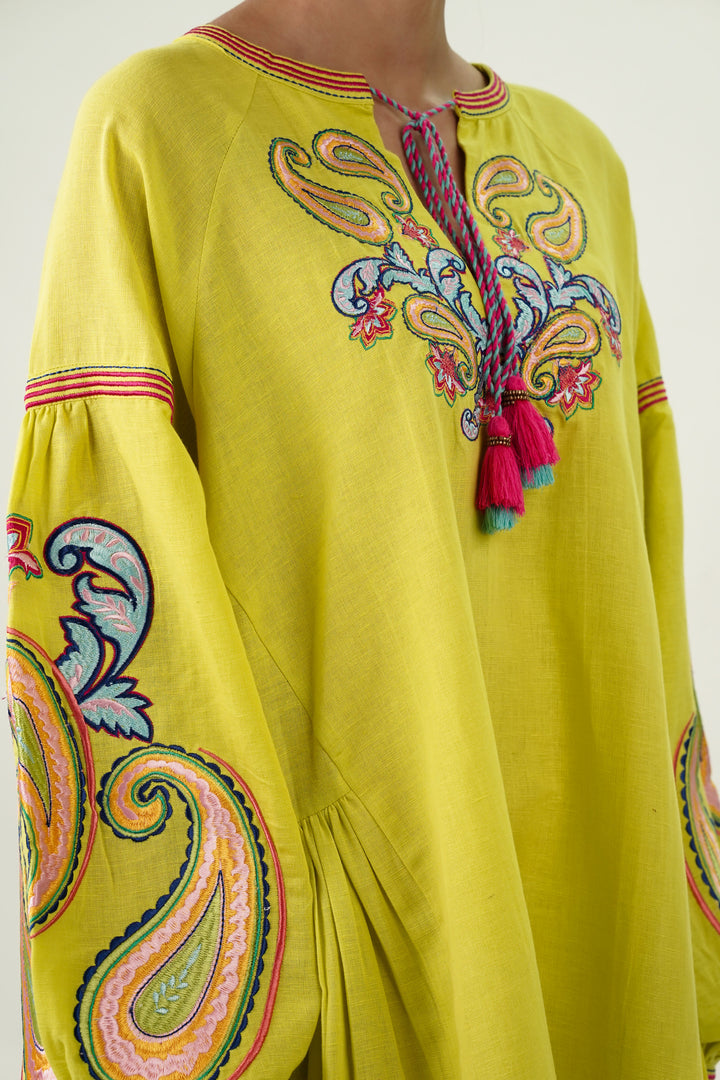 Elegant multicolor linen dress