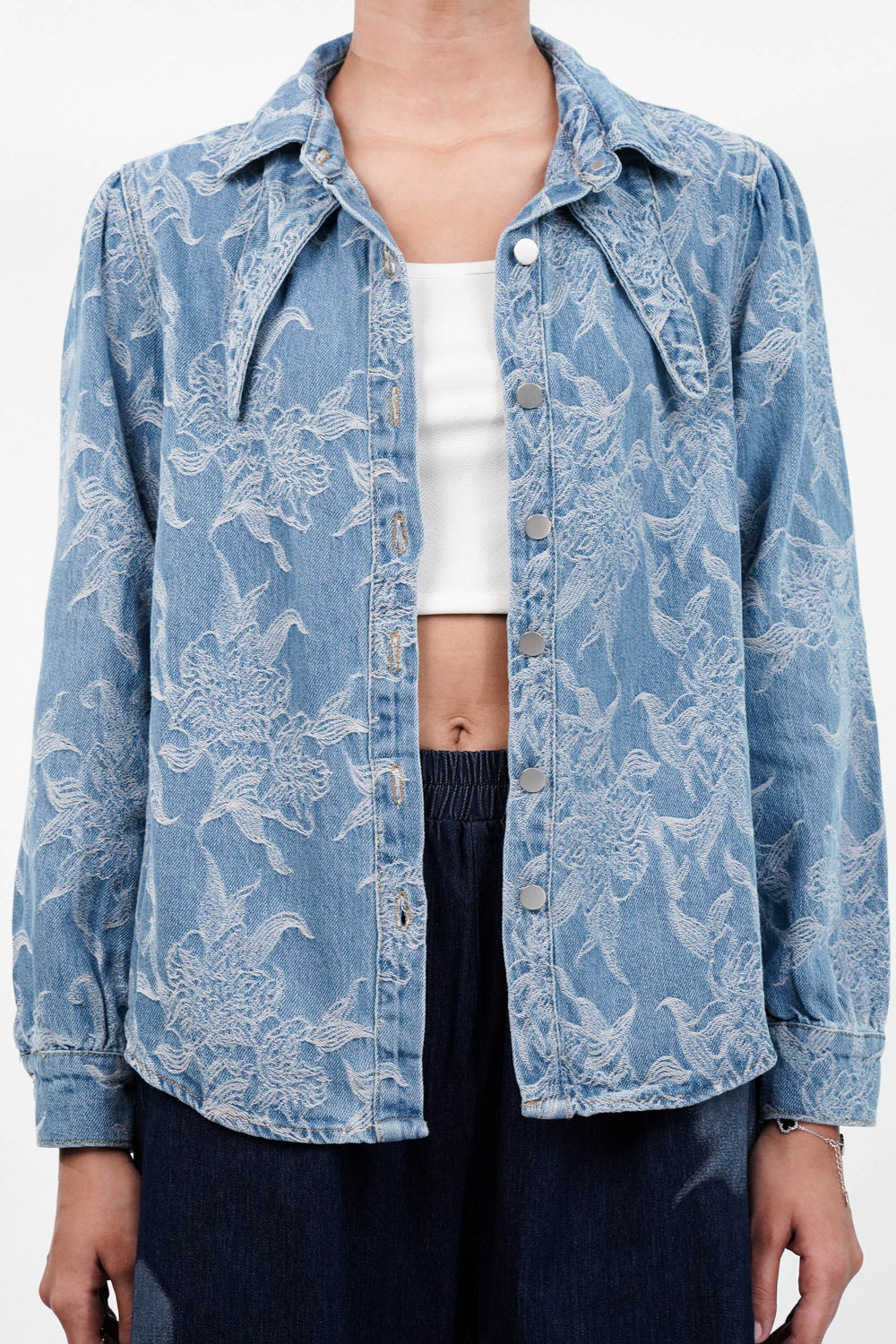 Stylish oversized denim shirt for women