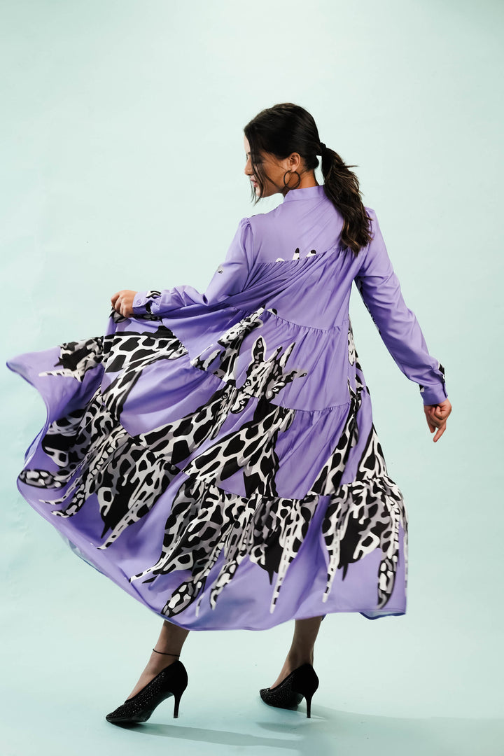 Purple tiered maxi dress for women