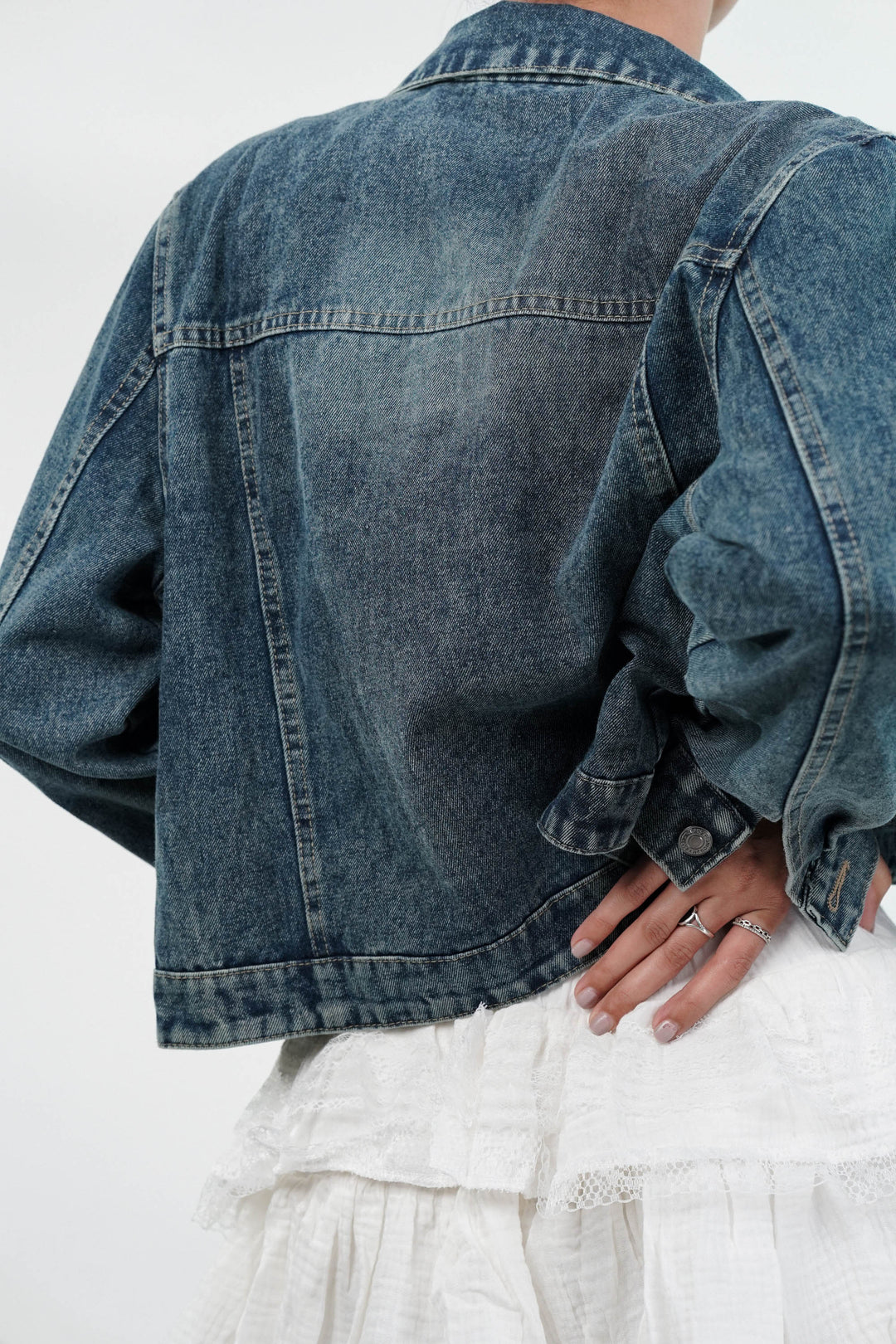 Glistening Dark Blue Denim Jacket