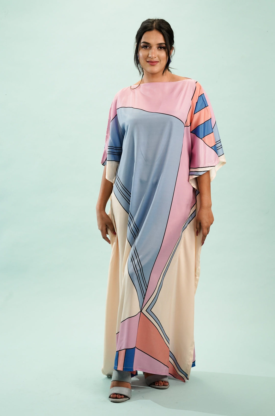 Geometric printed kaftan dress for women