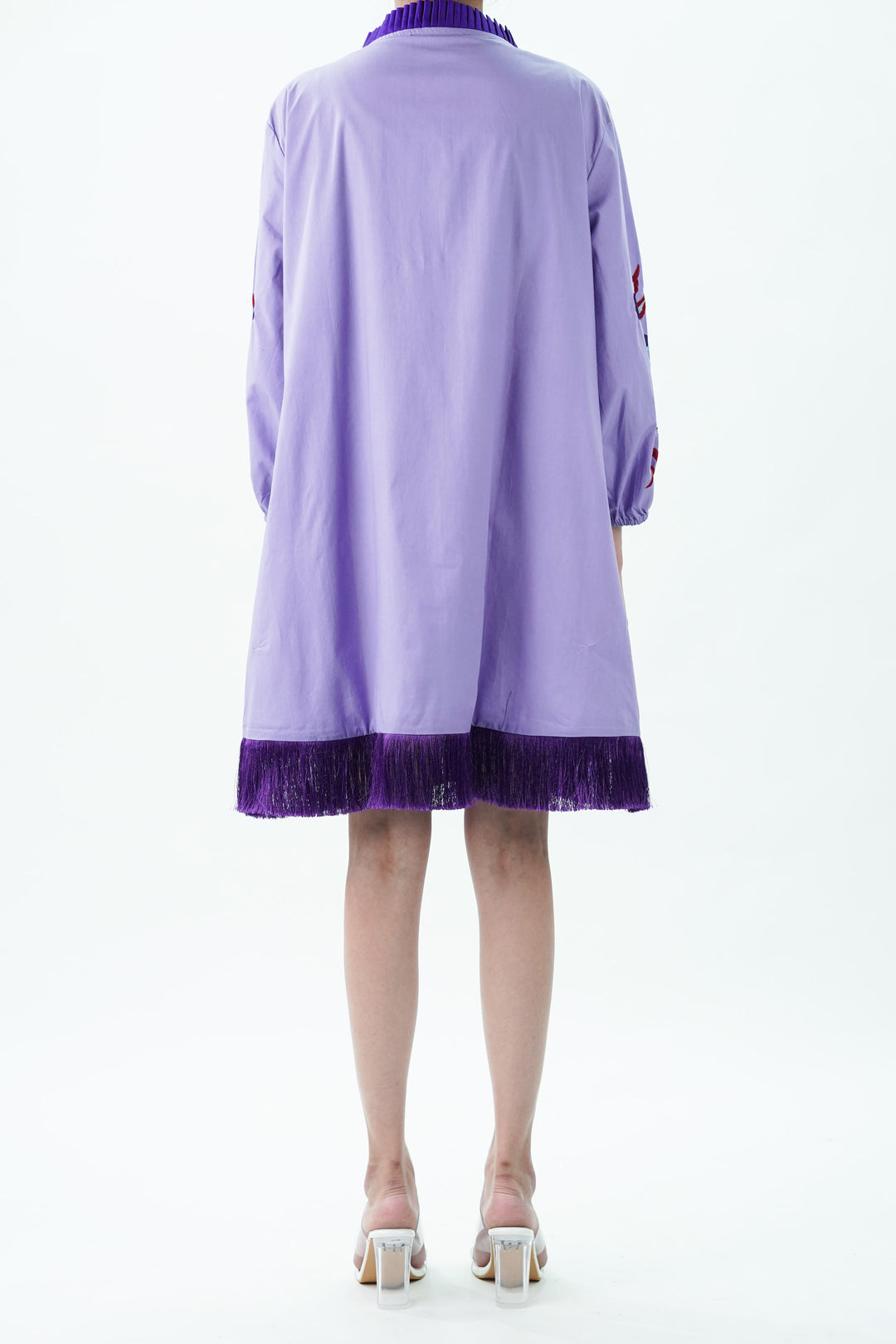 Purple knee-length cotton dress for women