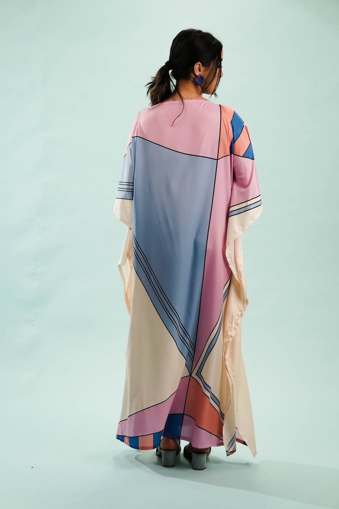 trendy geometric print kaftan dress for women's fashion