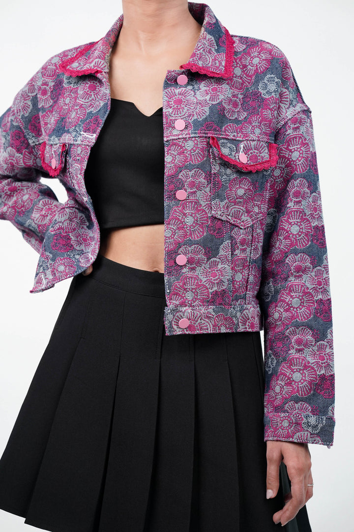 Pink Blossom Denim Jacket