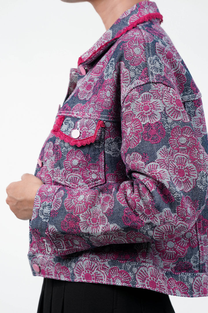 Pink Blossom Denim Jacket