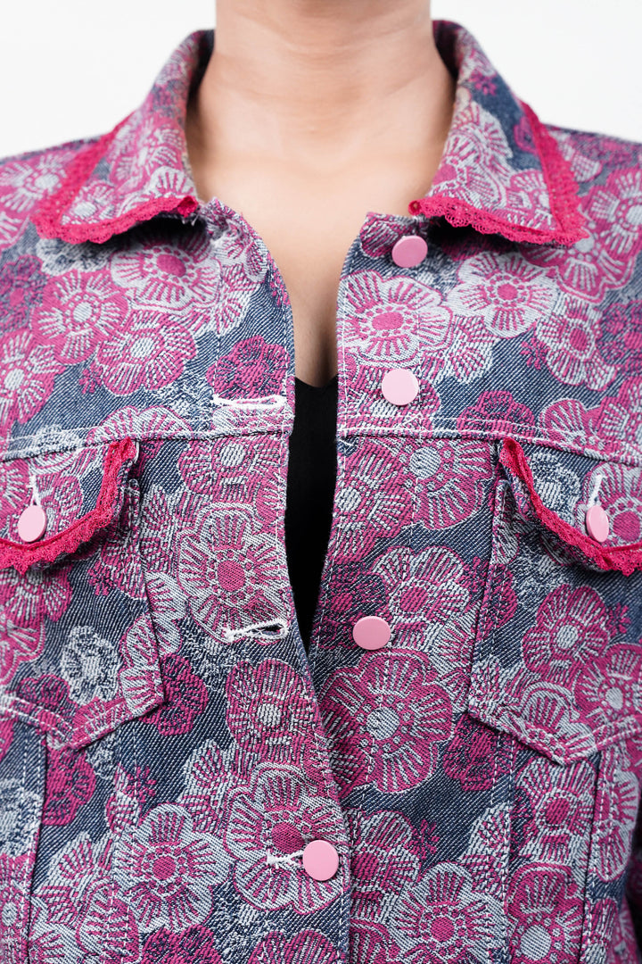 Pink Blossom Denim Jacket