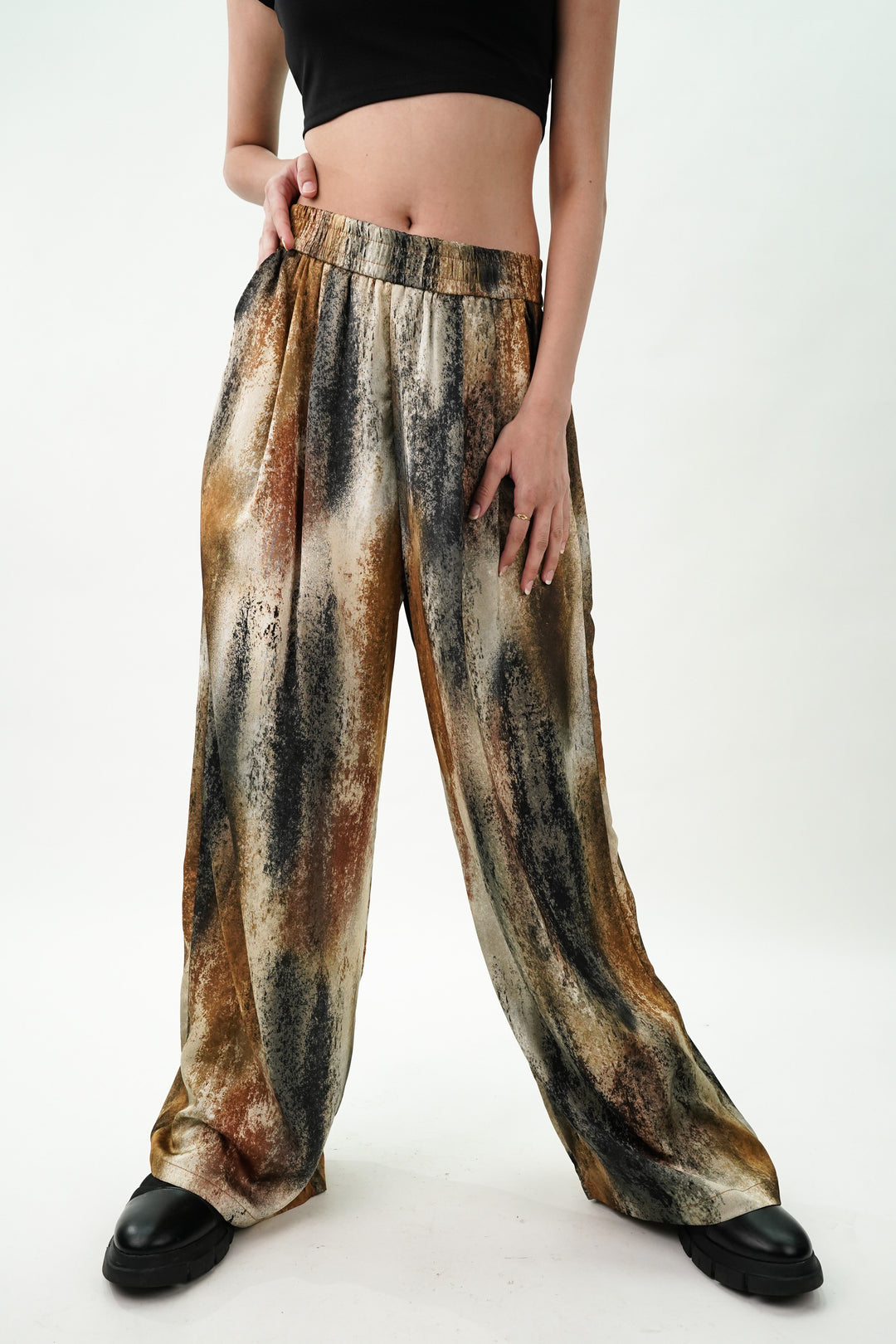 Wide leg satin pants casual wear