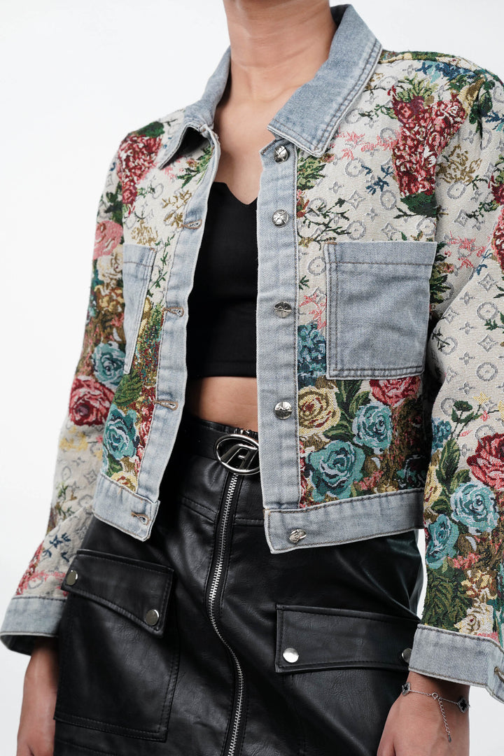 Floral Woven Breeze Denim Jacket