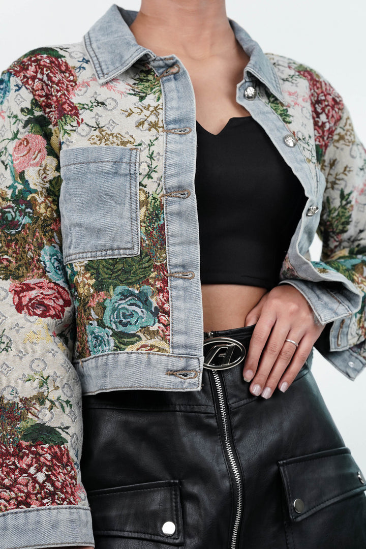 Floral Woven Breeze Denim Jacket