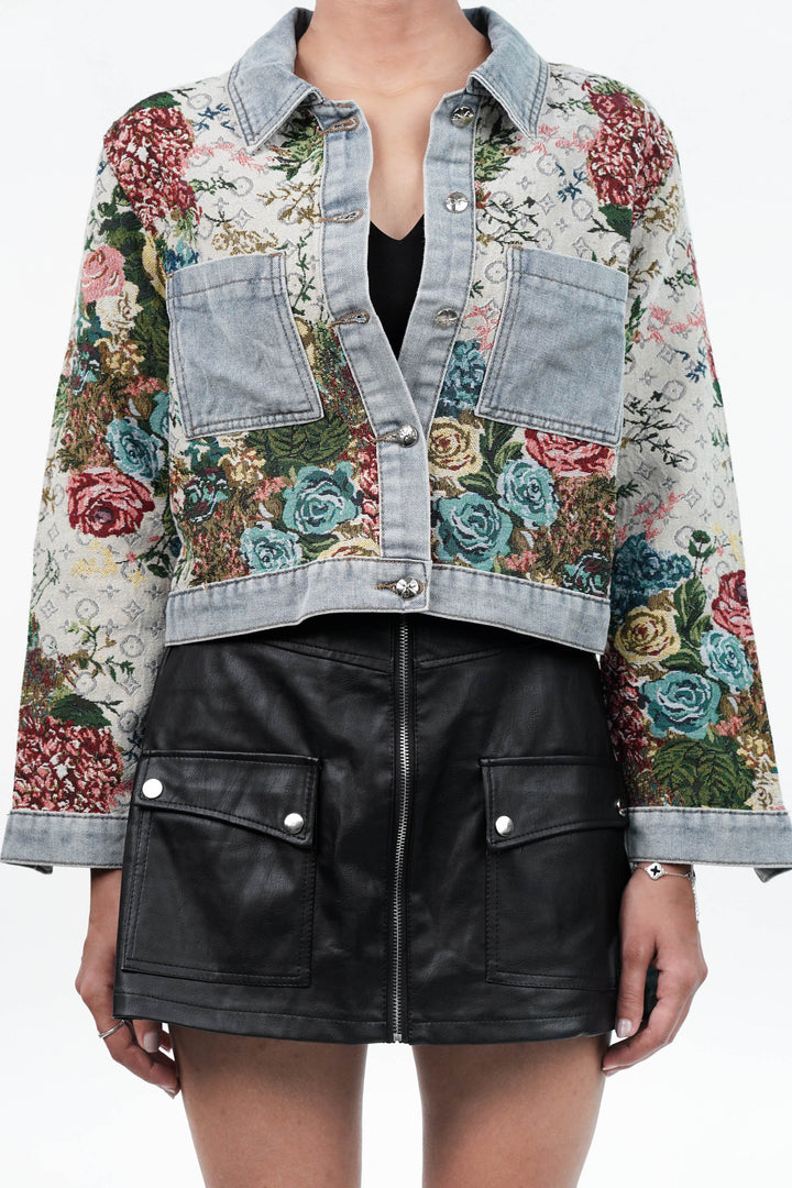 Floral Woven Breeze Denim Jacket