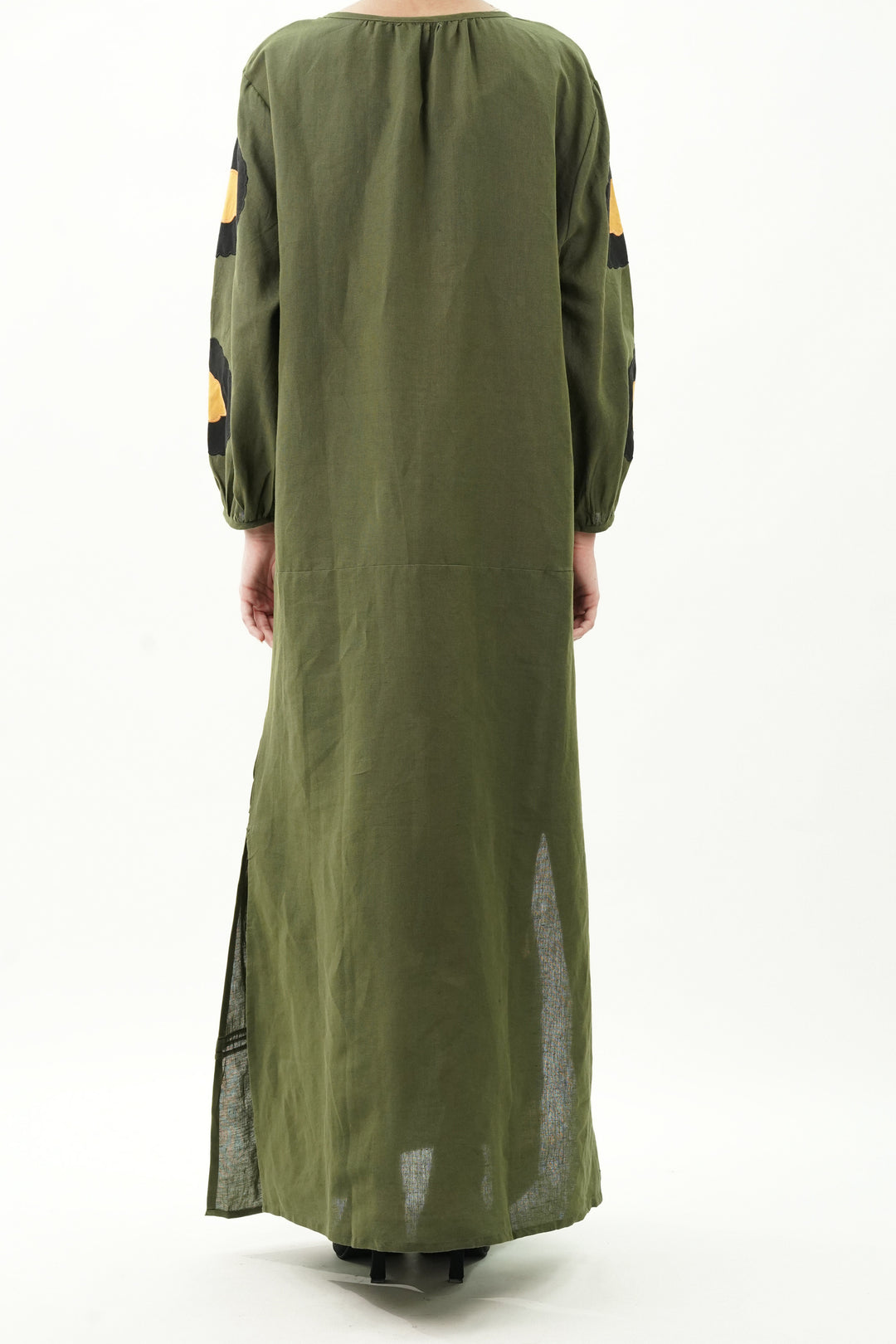 Patch Work Olive Cotton Dress