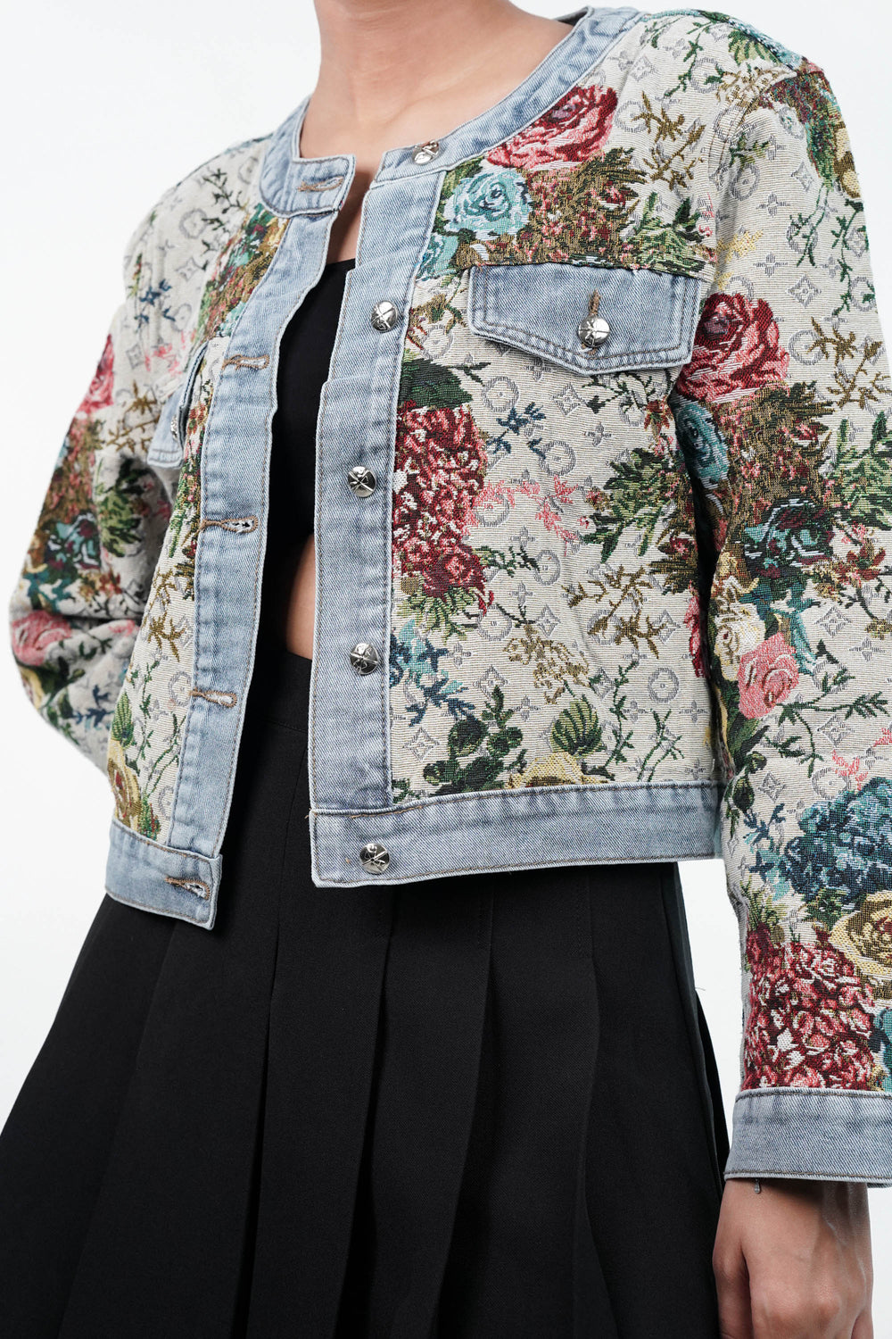 floral denim jacket for women