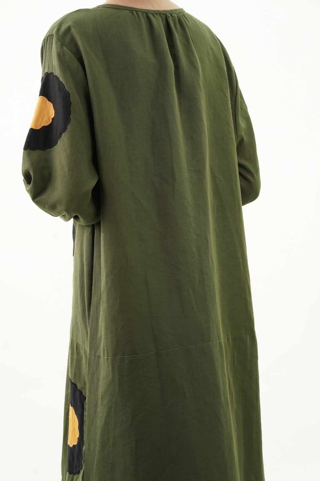 Patch Work Olive Cotton Dress