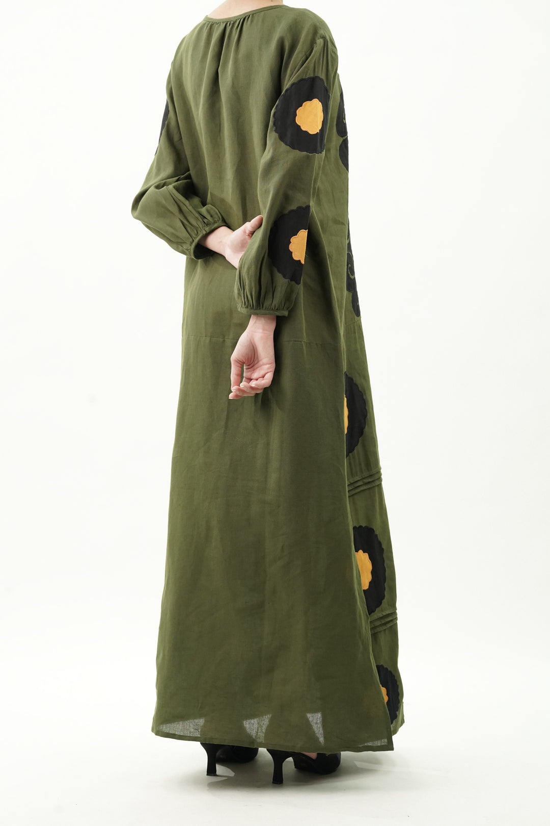 Patch Work Olive Cotton Dress