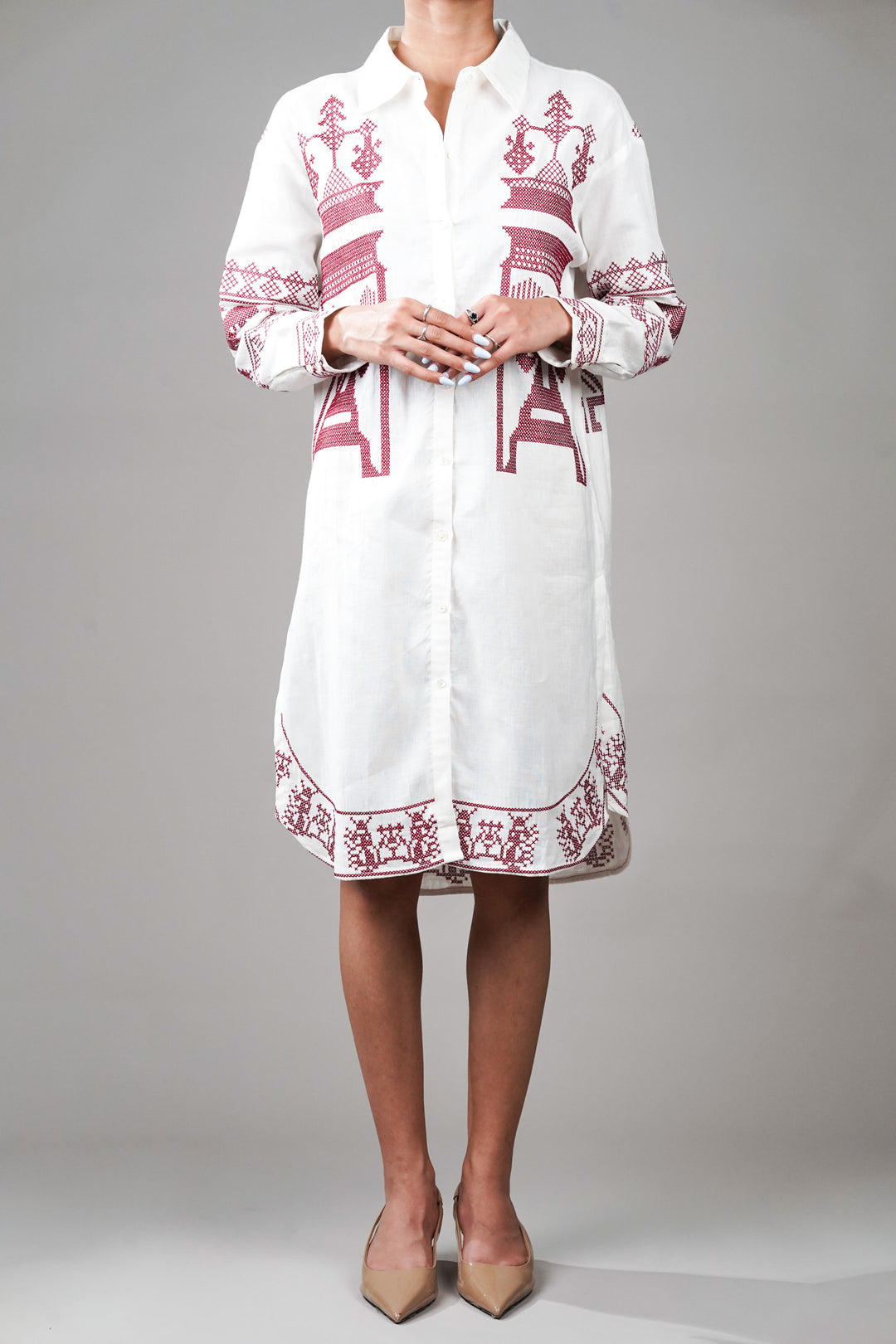 Ethnic cotton linen dress for occasions