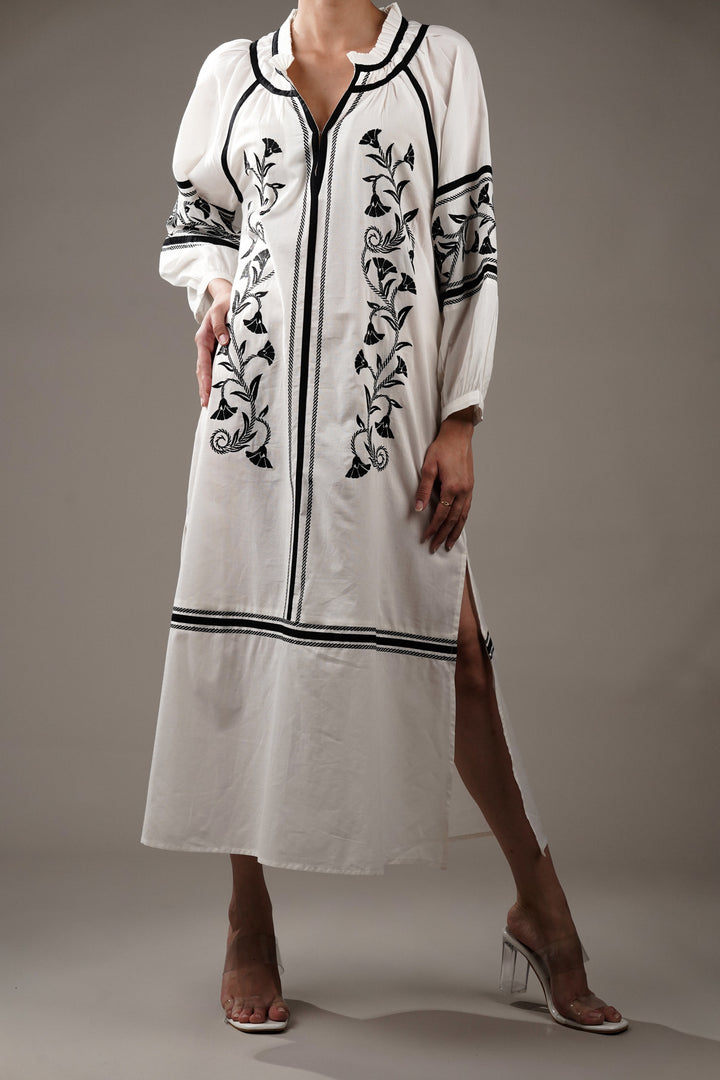 Off white embroidered dress for summer