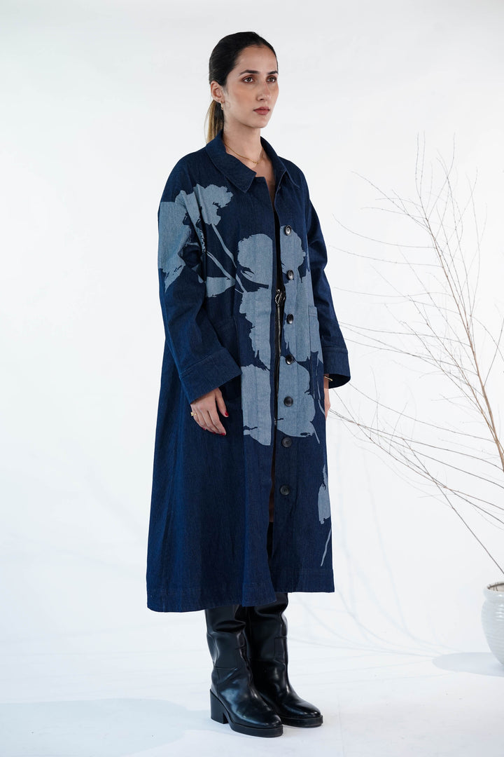 ﻿Ink & Ash Blue Trench Coat