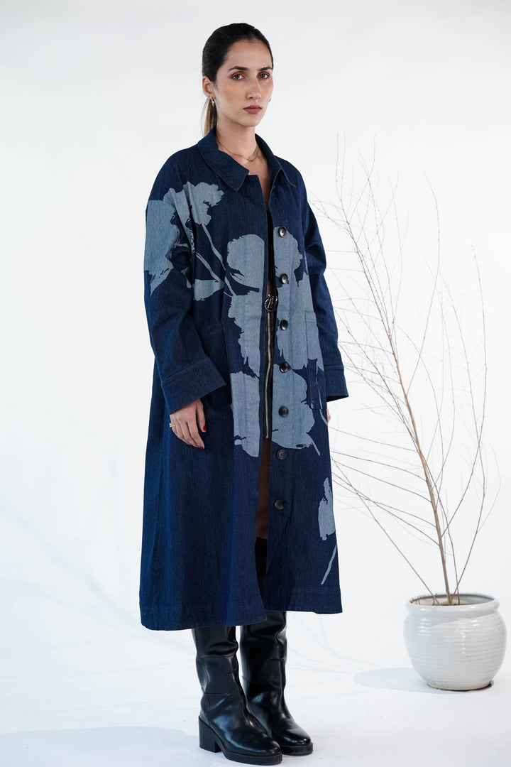 ﻿Ink & Ash Blue Trench Coat