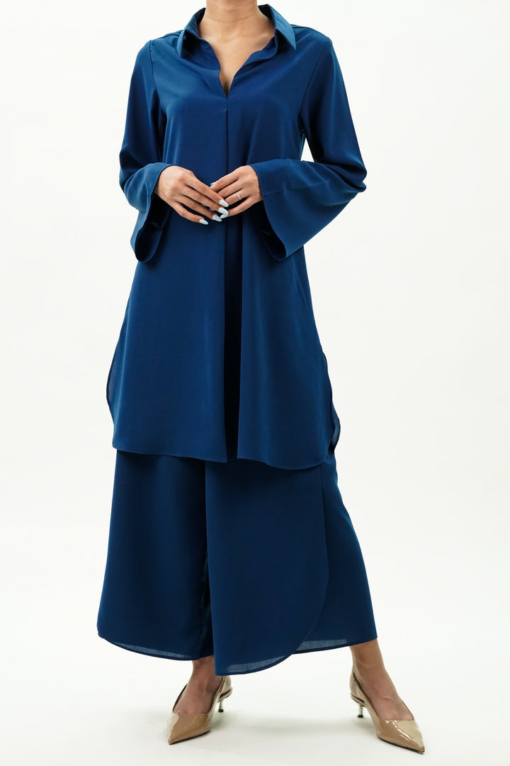 Sapphire blue tunic and pants set