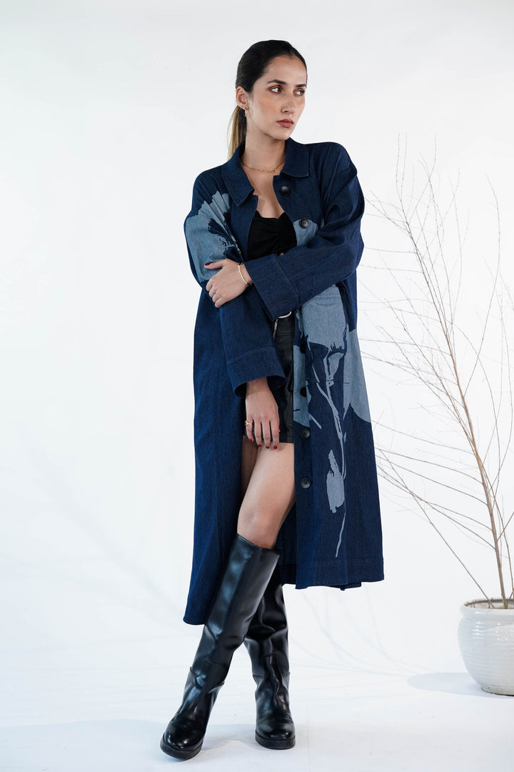 ﻿Ink & Ash Blue Trench Coat