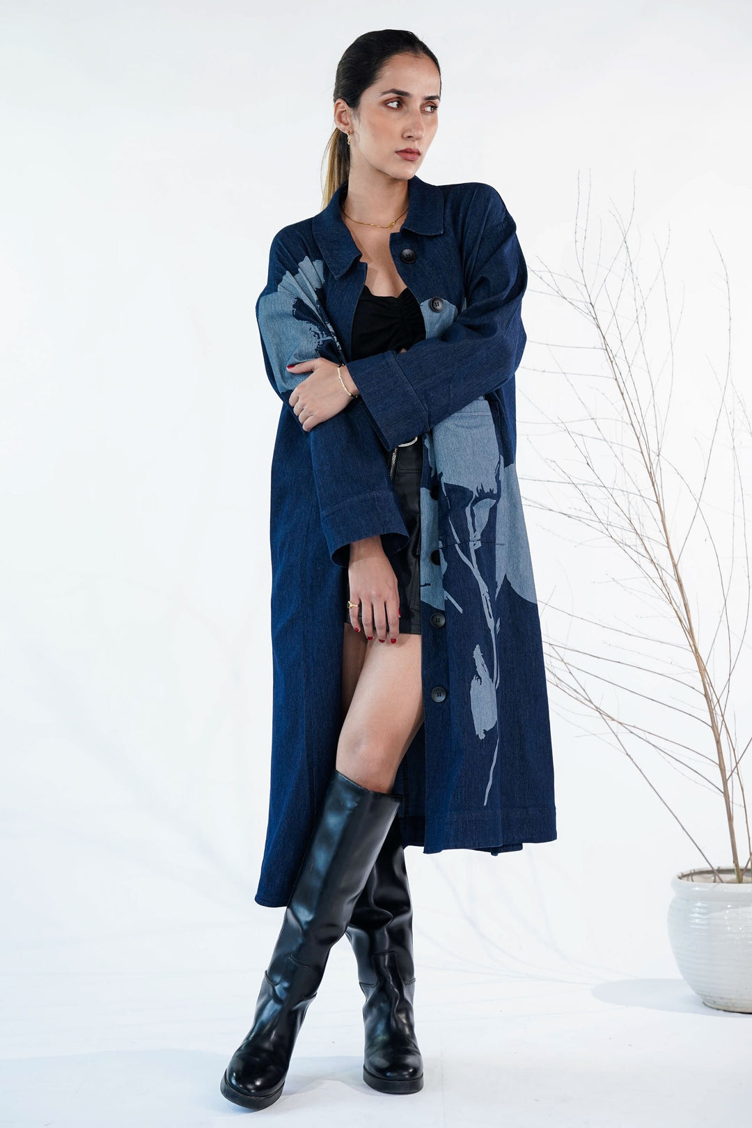 ﻿Ink & Ash Blue Trench Coat