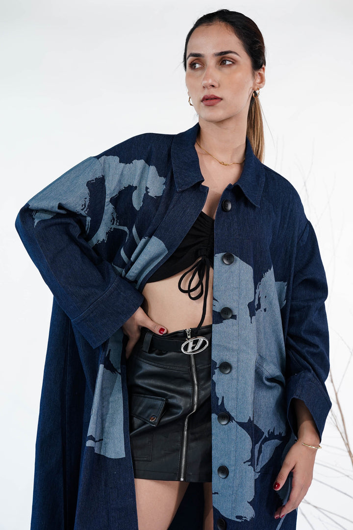 ﻿Ink & Ash Blue Trench Coat