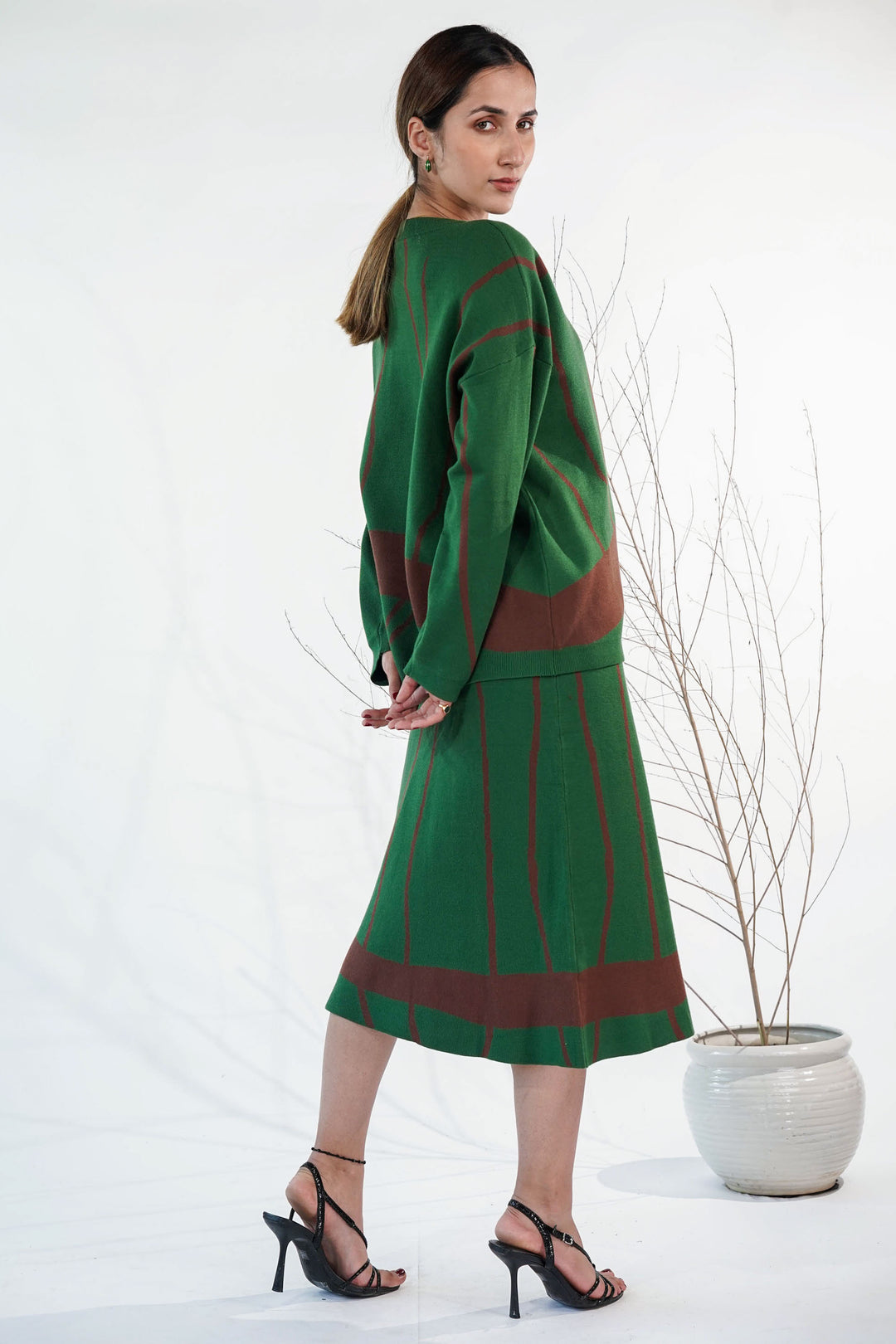 Mint & Merlot Green Knitted skirt Co Ord