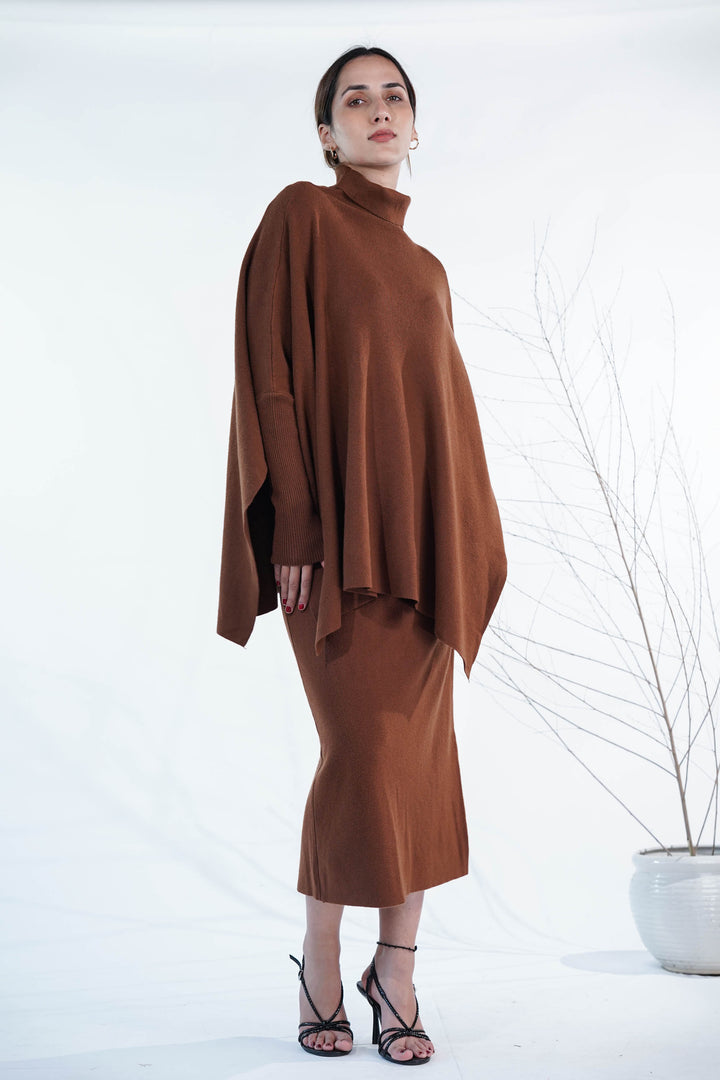 Mocha Brown Kaftan & Skirt Co-ord