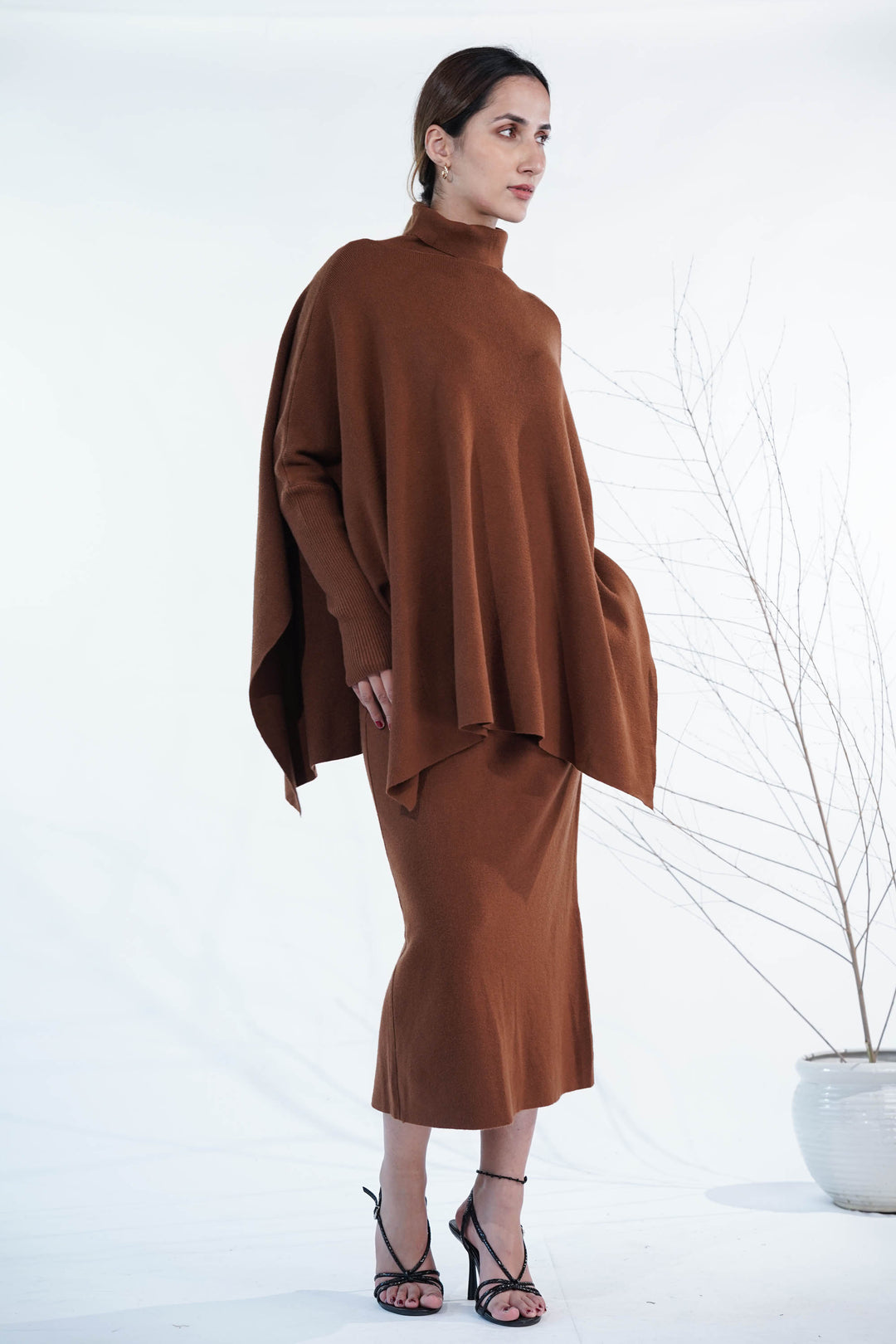 Mocha Brown Kaftan & Skirt Co-ord