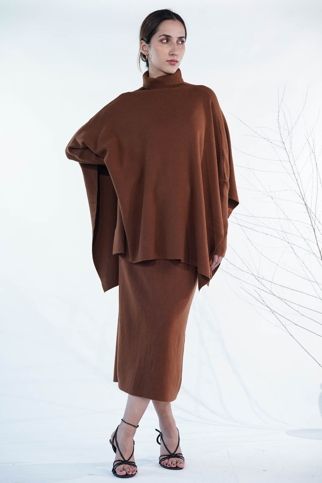 Mocha Brown Kaftan & Skirt Co-ord