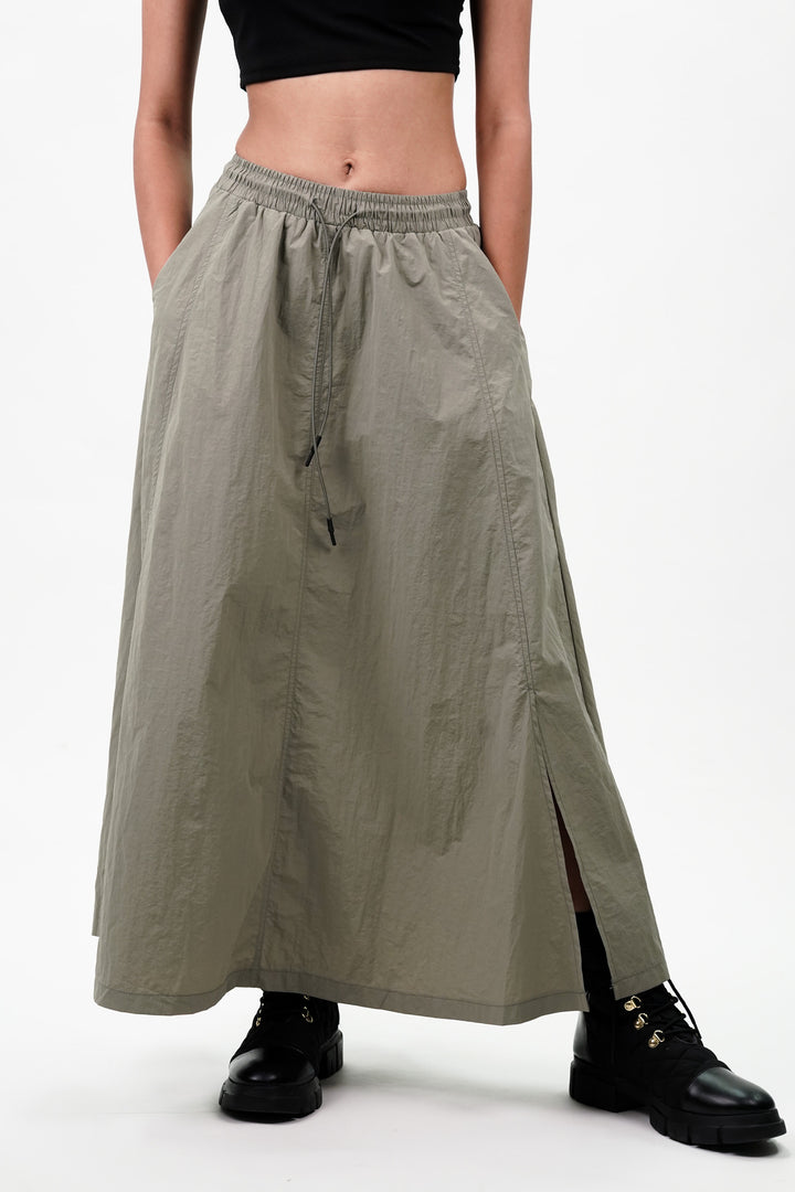 Paneled Skirt With Back Flap Pockets