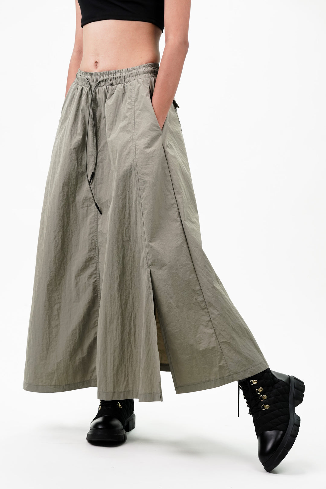 Paneled Skirt With Back Flap Pockets