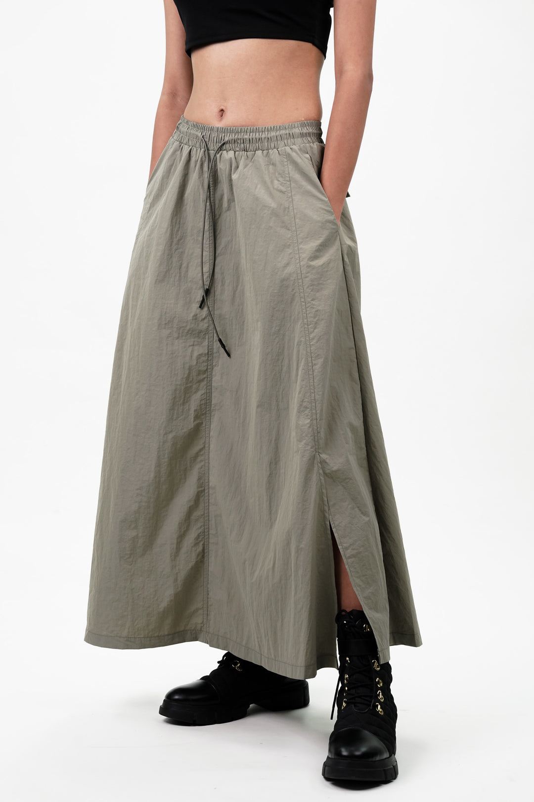 Paneled Skirt With Back Flap Pockets