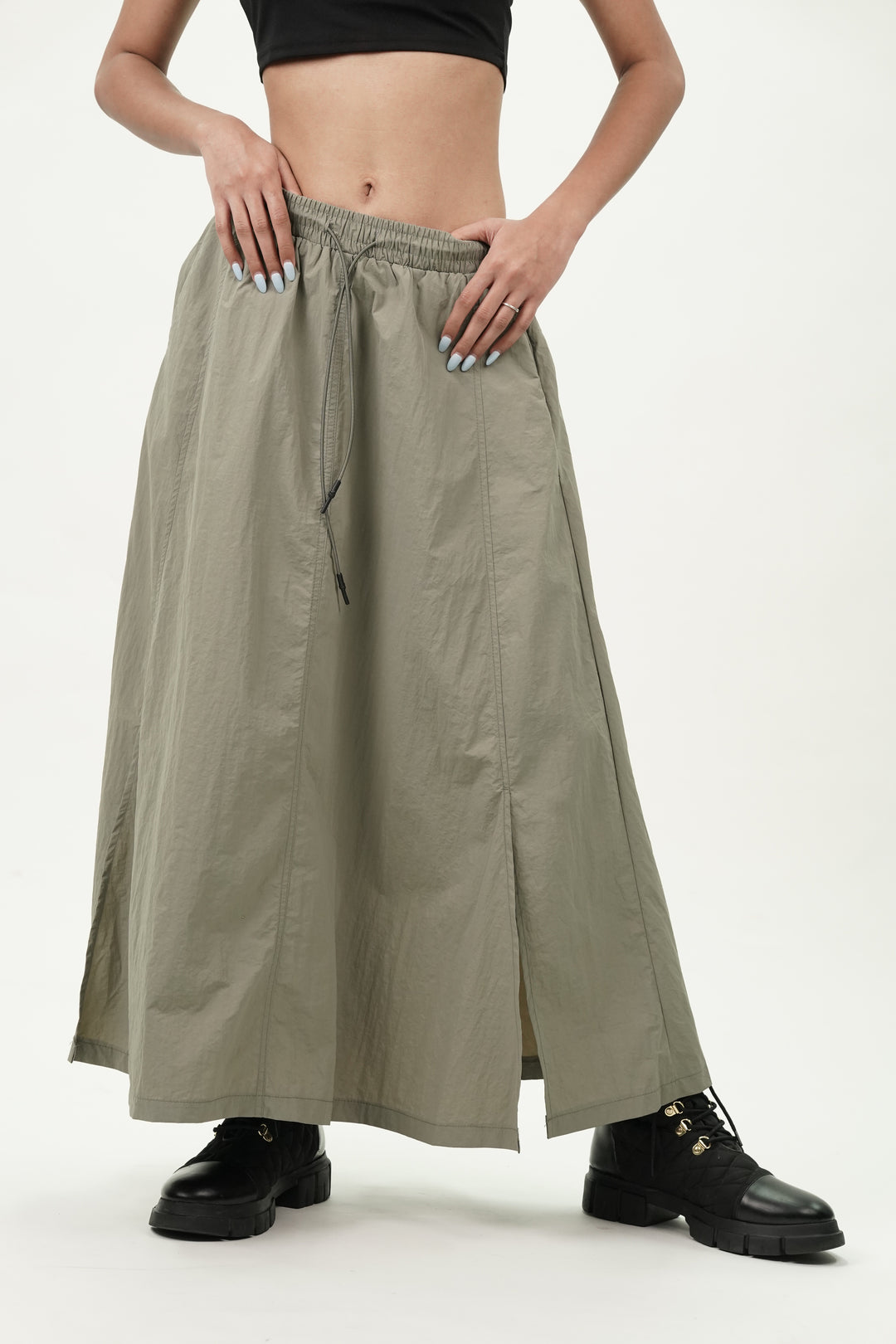 Paneled Skirt With Back Flap Pockets