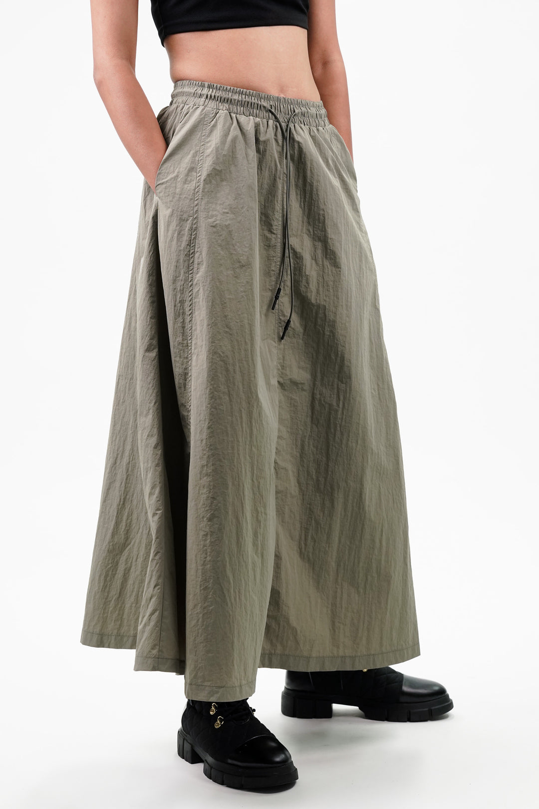 Paneled Skirt With Back Flap Pockets