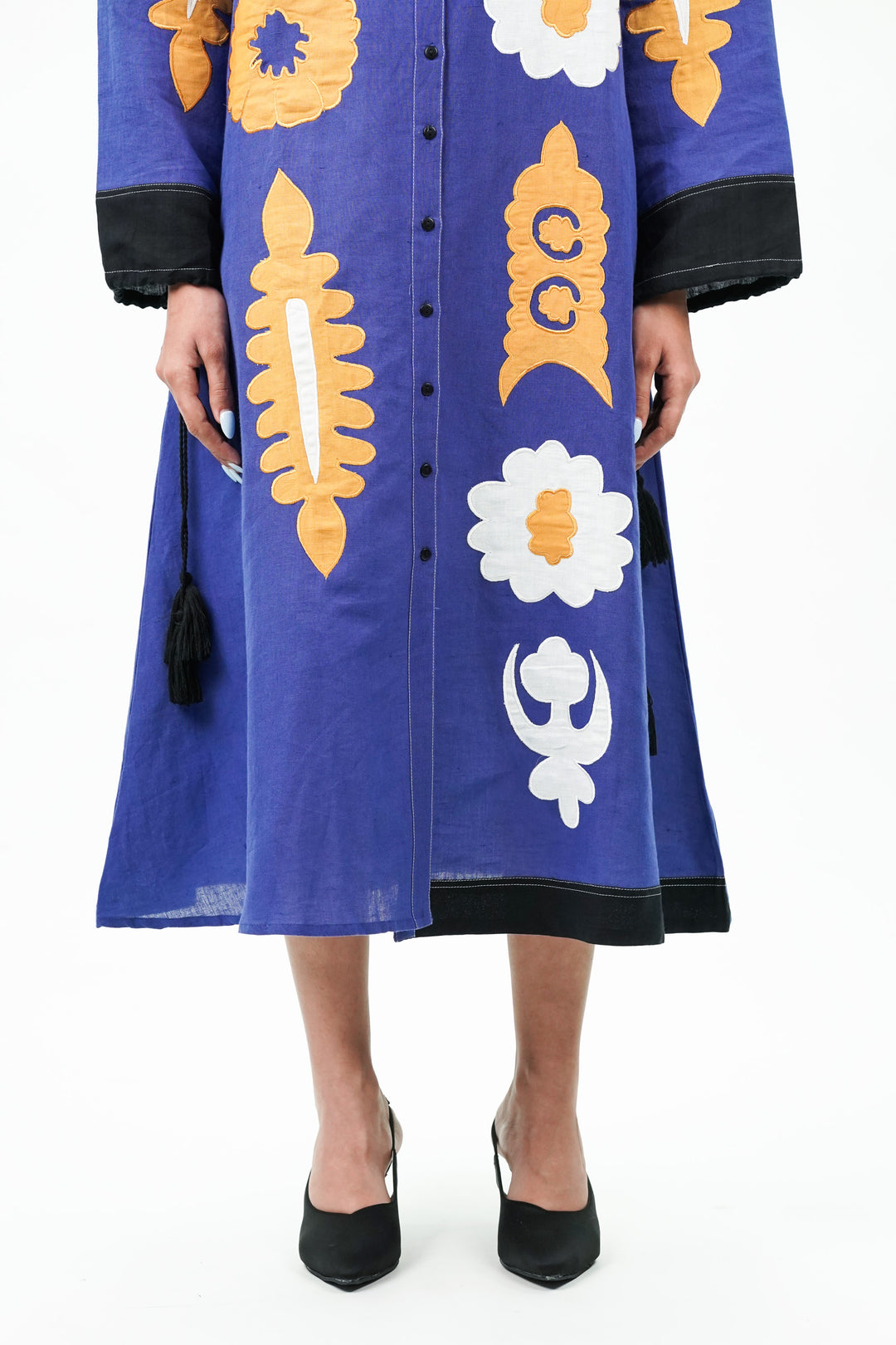 Blue Patch Work Oversized Cotton Dress