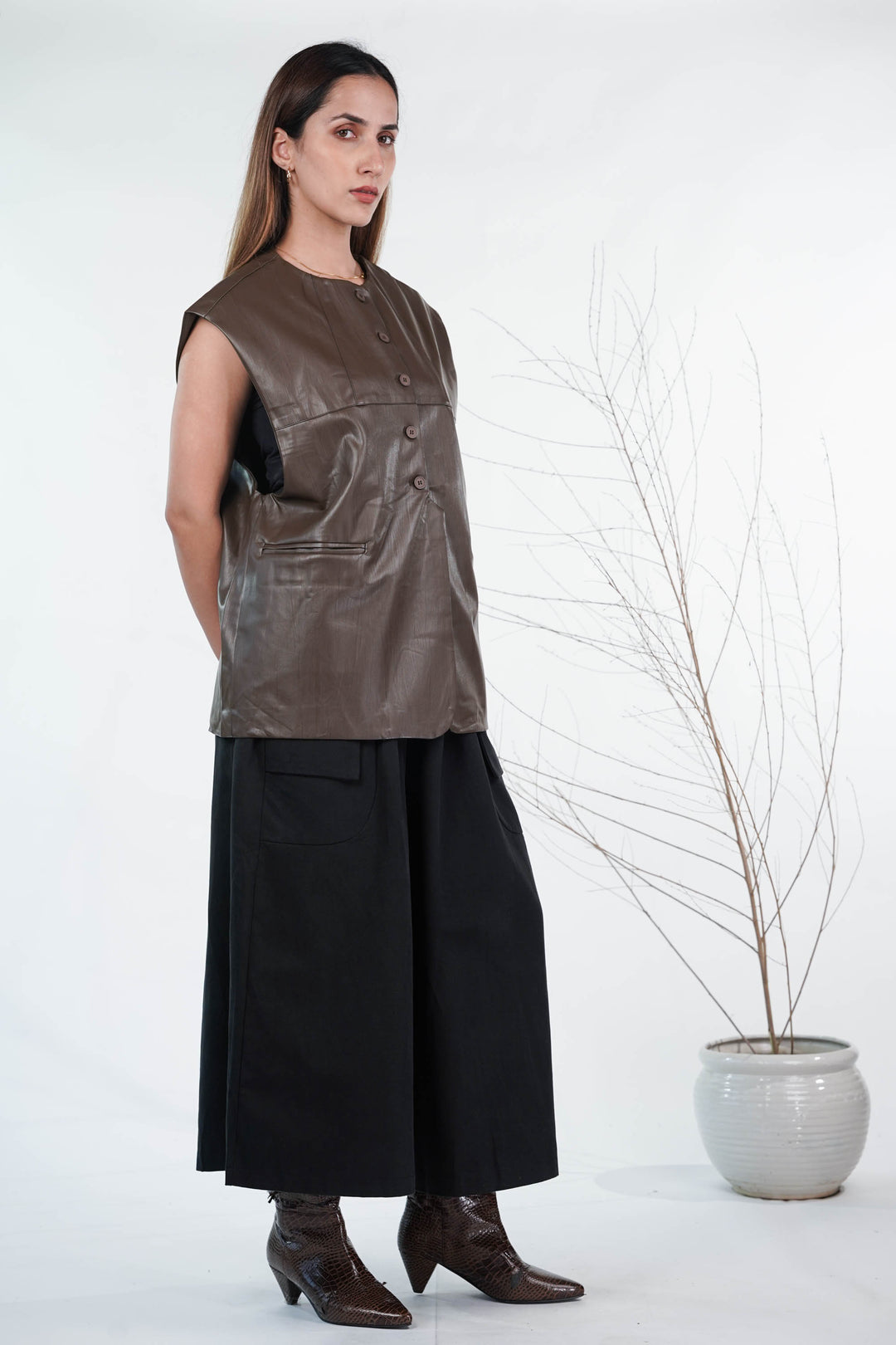 Tan Edge Waistcoat Co-Ord