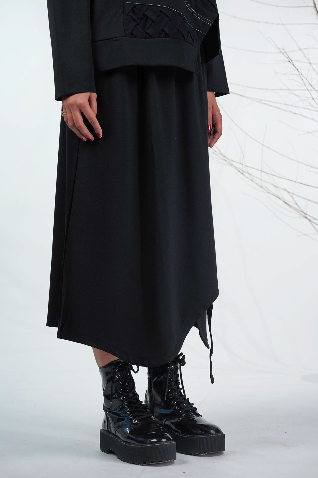 Black Anchored Weave  Skirt Co ord