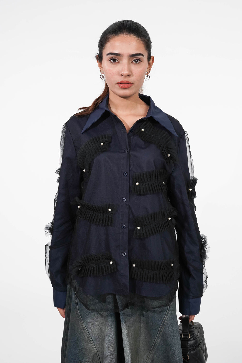 Mesh layered shirt for women