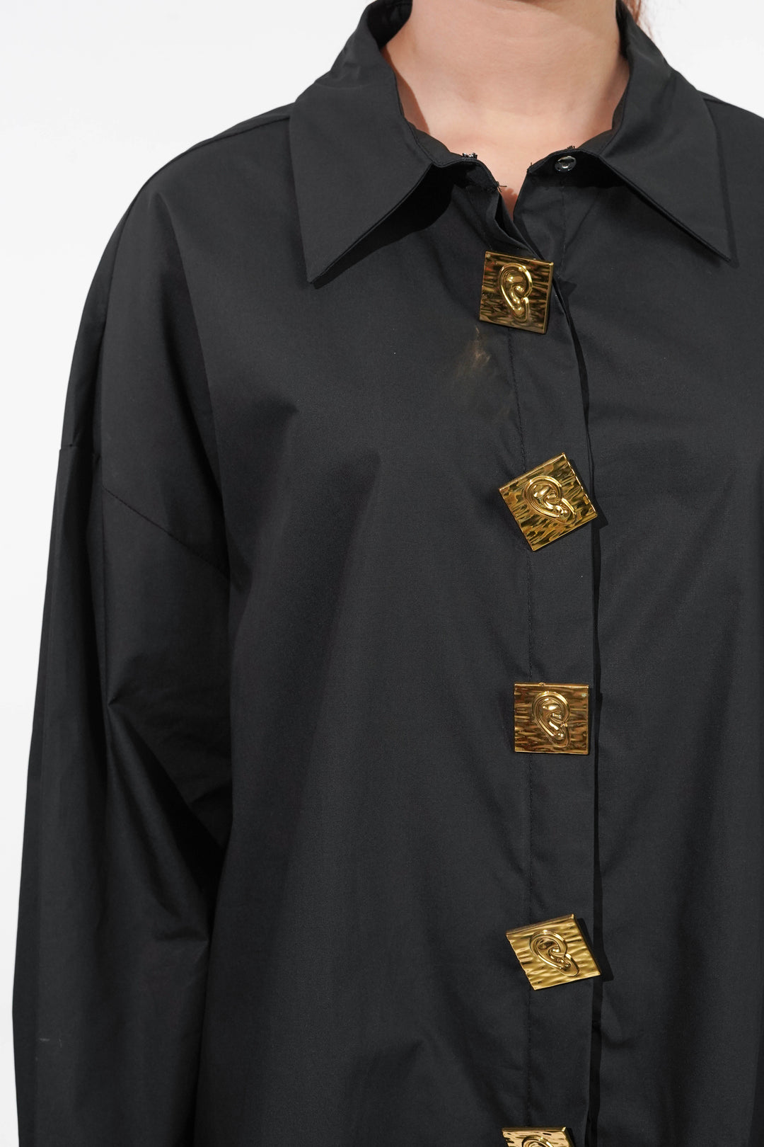 Black Gold-embellished Shirt | Minimal Luxe Style Nolabels Black Gold-embellished Shirt | Minimal Luxe Style Nolabels