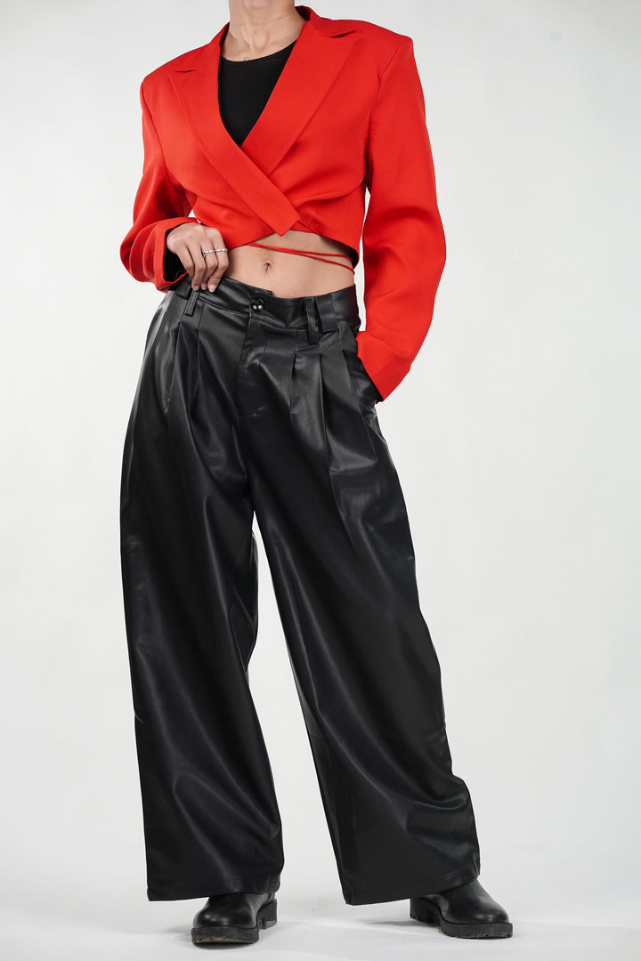 Obsidian Leather High-Waist Pants