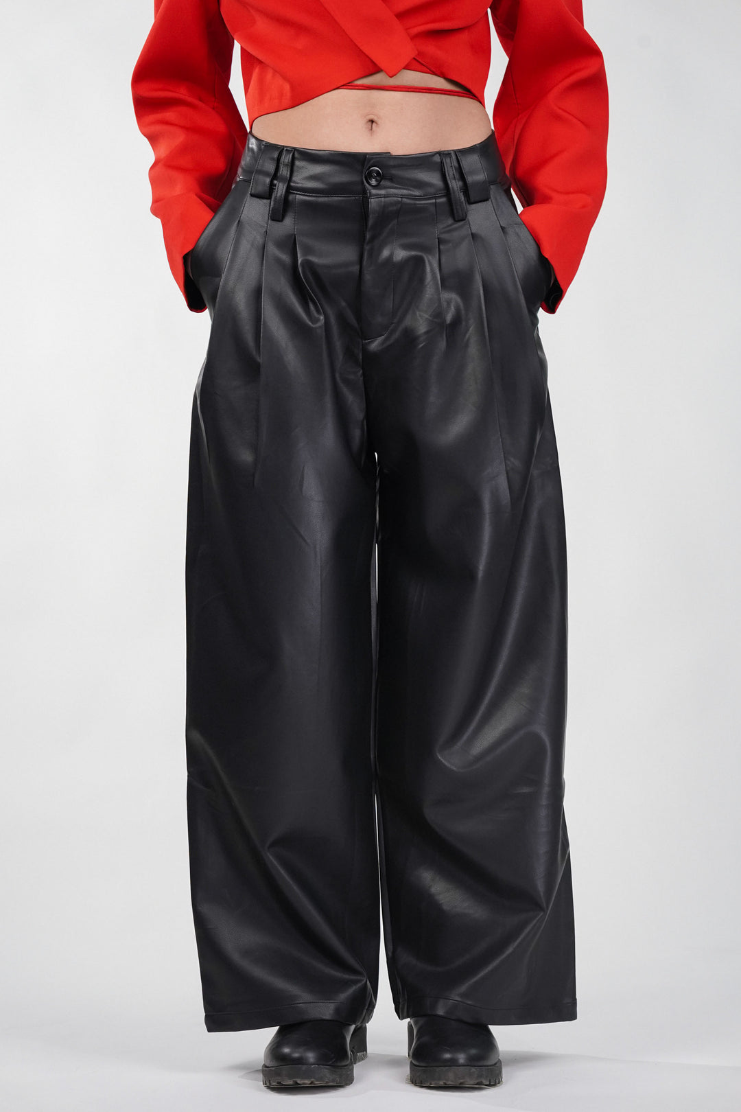 Obsidian Leather High-Waist Pants