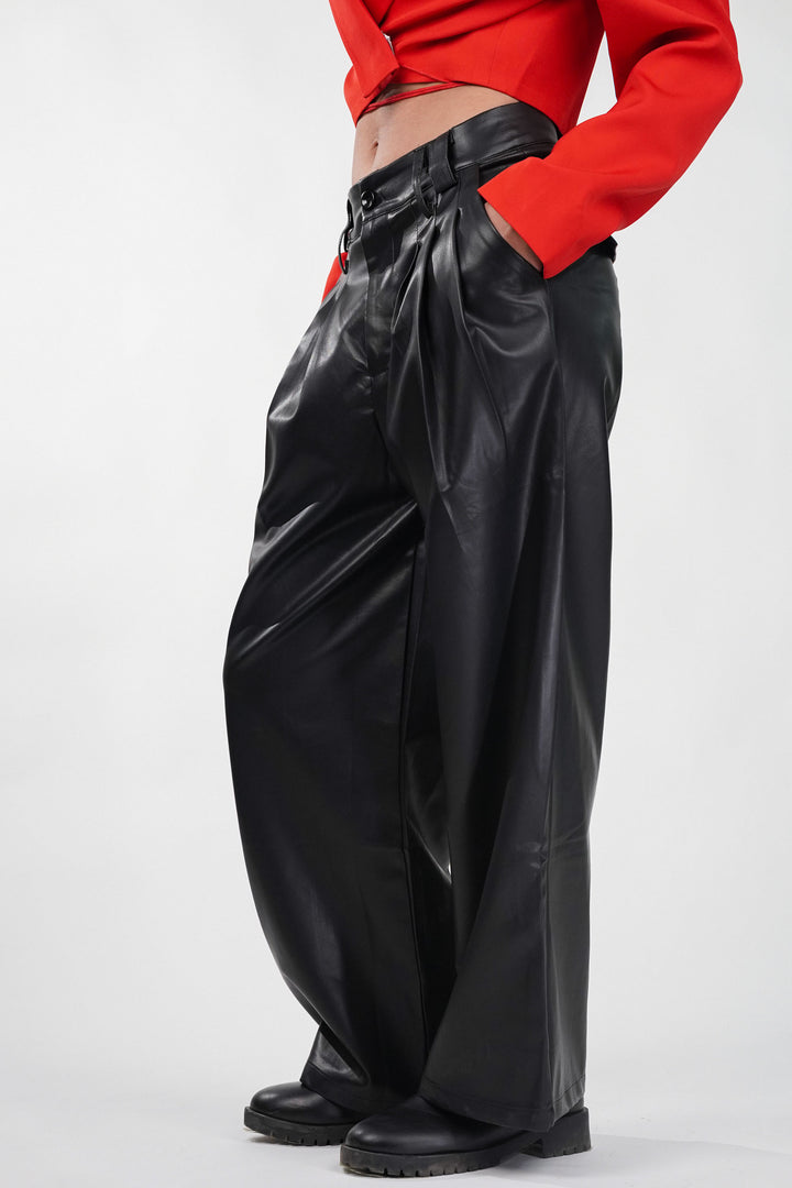 Obsidian Leather High-Waist Pants