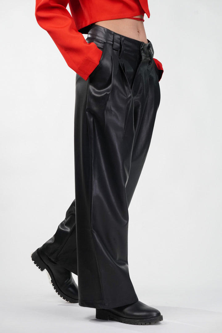 Obsidian Leather High-Waist Pants