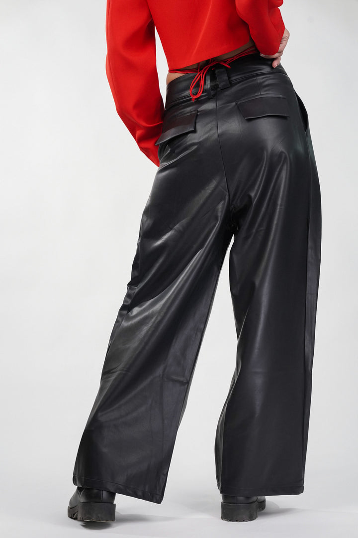 Obsidian Leather High-Waist Pants