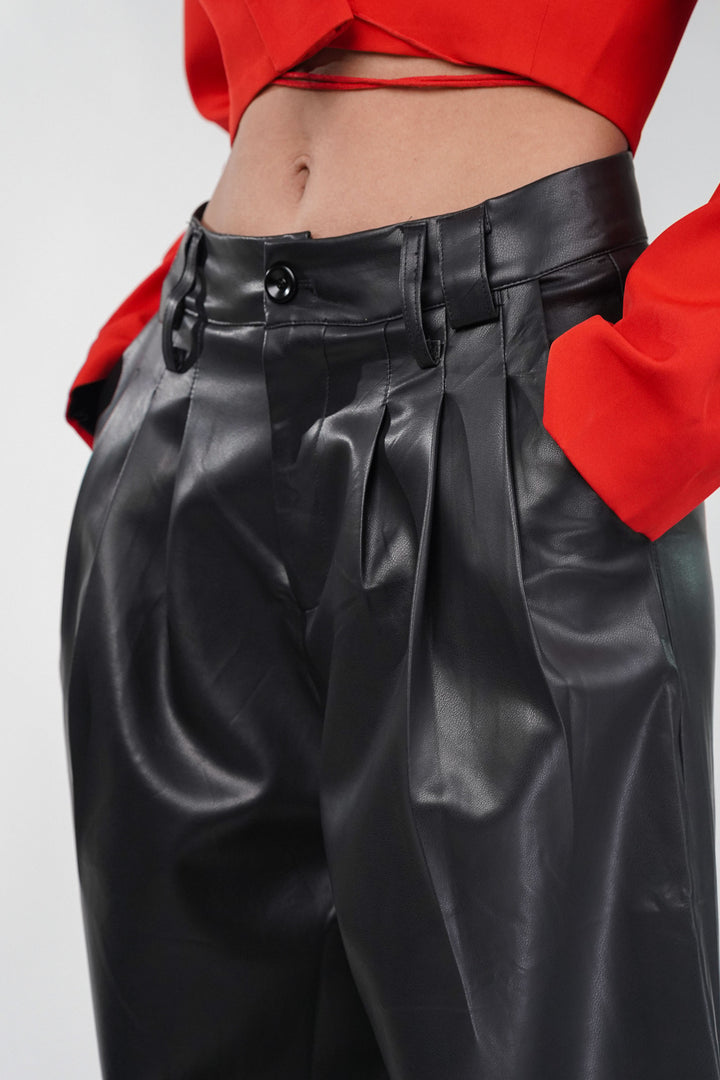 Obsidian Leather High-Waist Pants