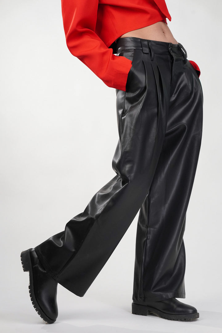 Obsidian Leather High-Waist Pants